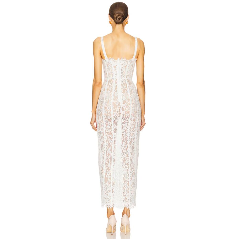 Helsa The Lace Column Dress White - Picture 6 of 16